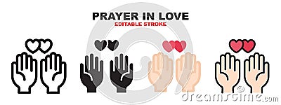 Prayer In Love icon set with different styles Vector Illustration