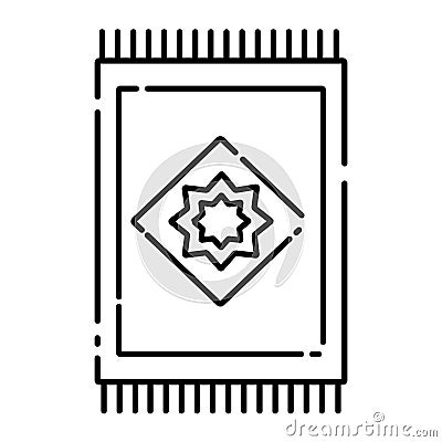 Prayer mat black line icon. Islamic Rug. Muslim Carpet. Arabic Pattern. Pictogram for web page, mobile app, promo. UI UX GUI Vector Illustration