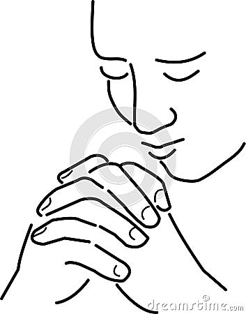 Prayer and Meditation Cartoon Illustration