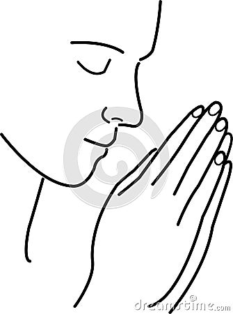 Prayer and Meditation Cartoon Illustration