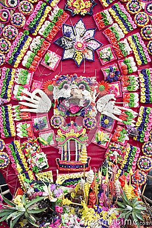 Prayer Offerings at Pura Penataran Agung, Bali Stock Photo