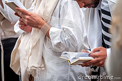 Prayer. Rosh Hashanah, Jewish New Year. It is celebrated near the grave of Rabbi Nachman.Pilgrims Hasidim. Editorial Stock Photo