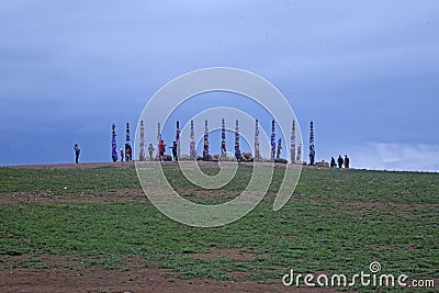 View of the prayer pillars. Stock Photo