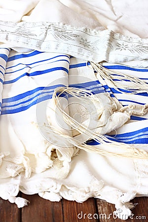 Prayer Shawl - Tallit, jewish religious symbol Stock Photo