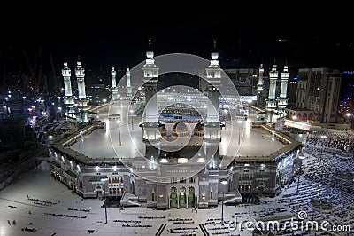 Prayer and Tawaf of Muslims Around AlKaaba in Mecca, Saudi Arabia Stock Photo