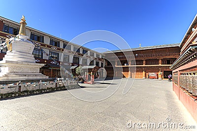 Prayer wheels in a tibetan temple of ShuHe Old Town, a Unesco World Eritage Site not far from Lijiang Old Town Editorial Stock Photo