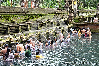 Prayers at Tirtha Empul, Bali, Indonesia Editorial Stock Photo