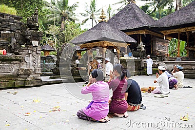Prayers at Tirtha Empul, Bali, Indonesia Editorial Stock Photo