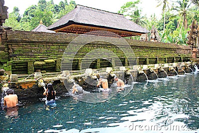 Prayers at Tirtha Empul, Bali, Indonesia Editorial Stock Photo