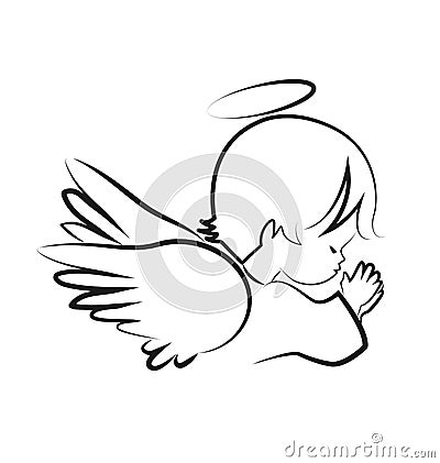 Praying angel child, believe icon vector Vector Illustration