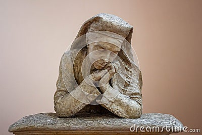 Praying Catholic Nun - Bust Sculpture in Plaster, Rome Editorial Stock Photo