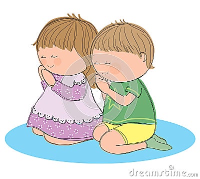 Praying children Vector Illustration