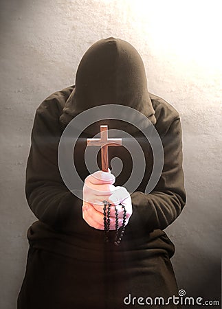 A praying christian monk Stock Photo