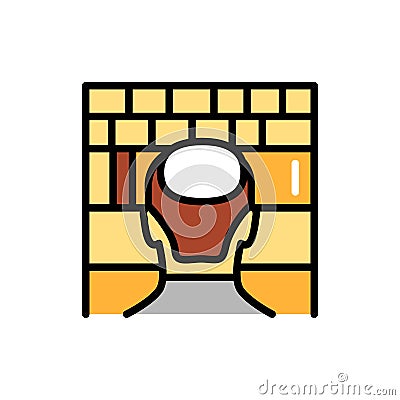 Praying in front of the wailing wall line color icon. Isolated vector element. Vector Illustration