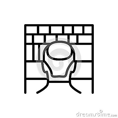 Praying in front of the wailing wall line color icon. Isolated vector element. Vector Illustration