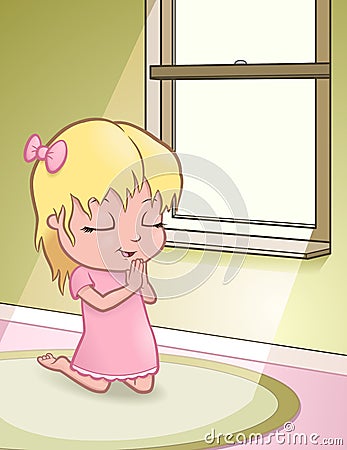 Praying Girl Vector Illustration