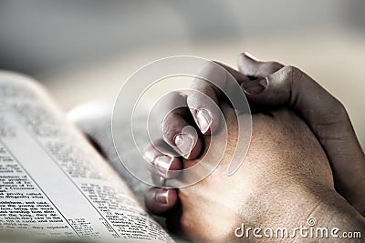 Praying Hands Bible Stock Photo