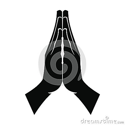 Praying hands black simple icon Stock Photo