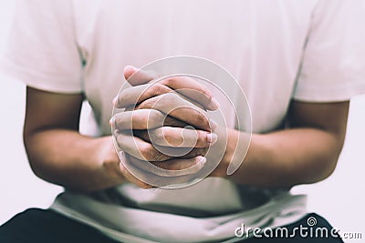 Praying Hands Closeup Shot Stock Photo