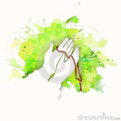 Praying hands for Eid-Al-Adha celebration. Stock Photo