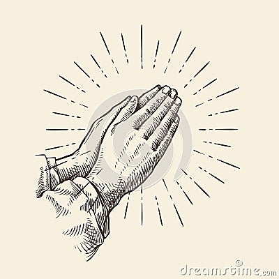 Praying hands. Sketch vector illustration Vector Illustration