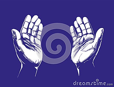 Praying Hands , symbol of Christianity hand drawn vector illustration sketch Vector Illustration