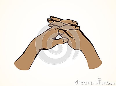 Praying hands. Vector drawing Vector Illustration