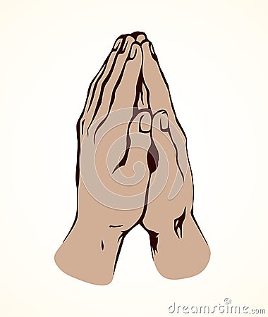 Praying hands. Vector drawing Vector Illustration