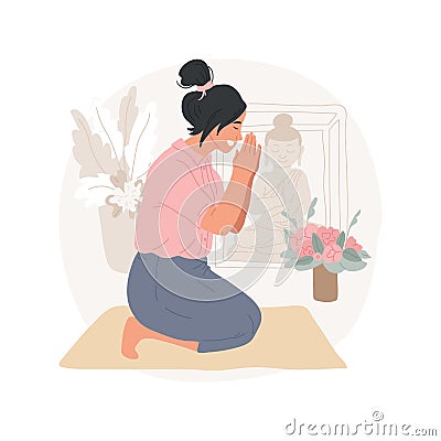 Praying isolated cartoon vector illustration. Vector Illustration