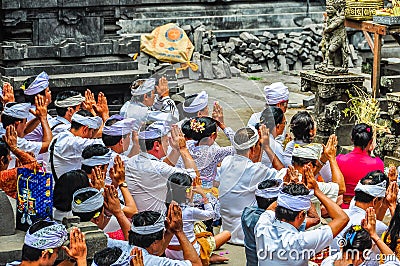 Praying people in Pura Besakih Temple, Bali, Indonesia Editorial Stock Photo