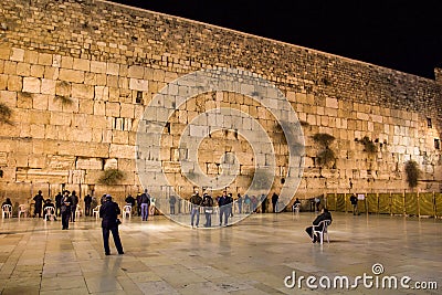 praying people at the western wall in the evening Jerusalem travel Editorial Stock Photo