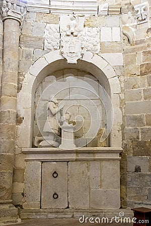 Praying statue of Fernando de Vivanco, native of Espinosa de los Monteros Stock Photo