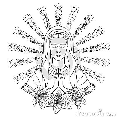 Praying Virgin Mary Vector Illustration