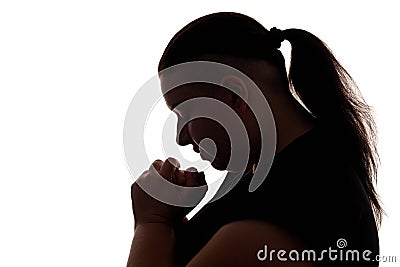 praying woman god forgiveness religious overweight Stock Photo