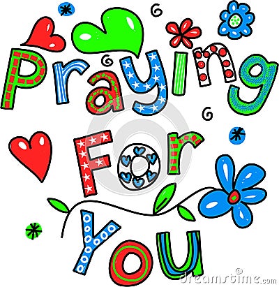 Praying for You Cartoon Text Expression Stock Photo