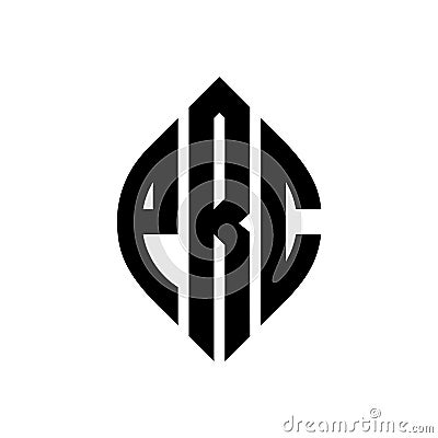 PRC circle letter logo design with circle and ellipse shape. PRC ellipse letters with typographic style. The three initials form a Vector Illustration
