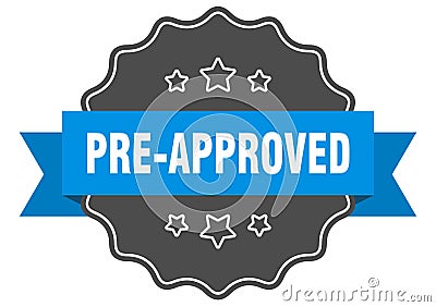 pre-approved blue label Vector Illustration