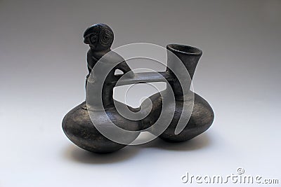Pre-columbian ceramic called `Huaco` from Chimu, an ancient Peruvian culture. Stock Photo