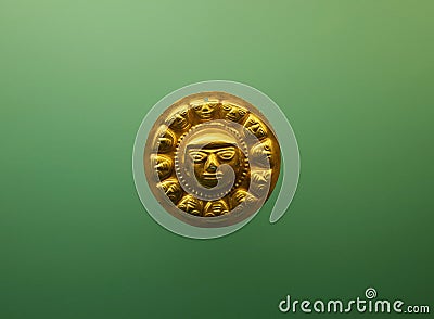 Pre Columbian gold face Stock Photo