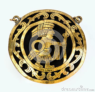 Pre Columbian Medallion. Stock Photo