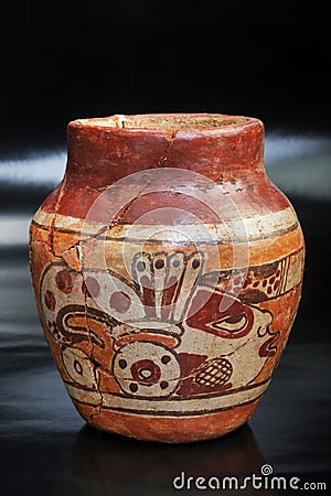 Pre-Columbian painted vase Stock Photo