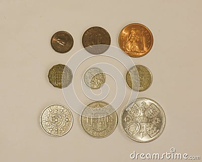 Pre-decimal GBP coins Stock Photo