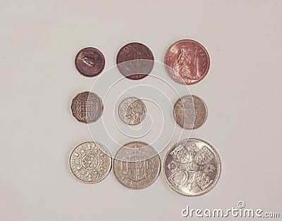 Pre-decimal GBP coins Stock Photo