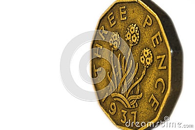 Three Pence Coin Stock Photo