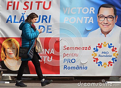 Pre-electoral campaign for European Parliamentary elections - Romania Editorial Stock Photo