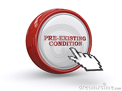 Pre-existing condition red button Stock Photo