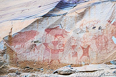 Pre-historical ancient painted by hand. Stock Photo