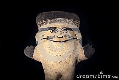 Pre inca ceramic called `Huacos` from Chancay Peruvian culture. Stock Photo