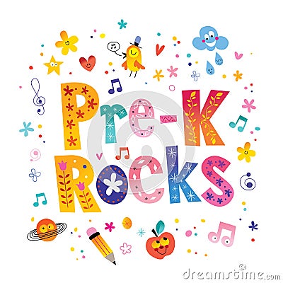 Pre K rocks lettering design Vector Illustration