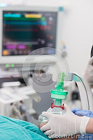Pre oxygenation for general anaesthesia Stock Photo